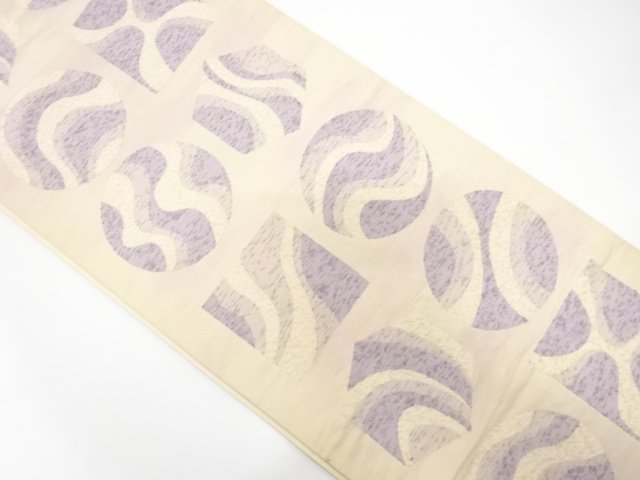 JAPANESE KIMONO / ANTIQUE GEOMETRIC PATTERN WOVEN FUKURO OBI (MATERIAL